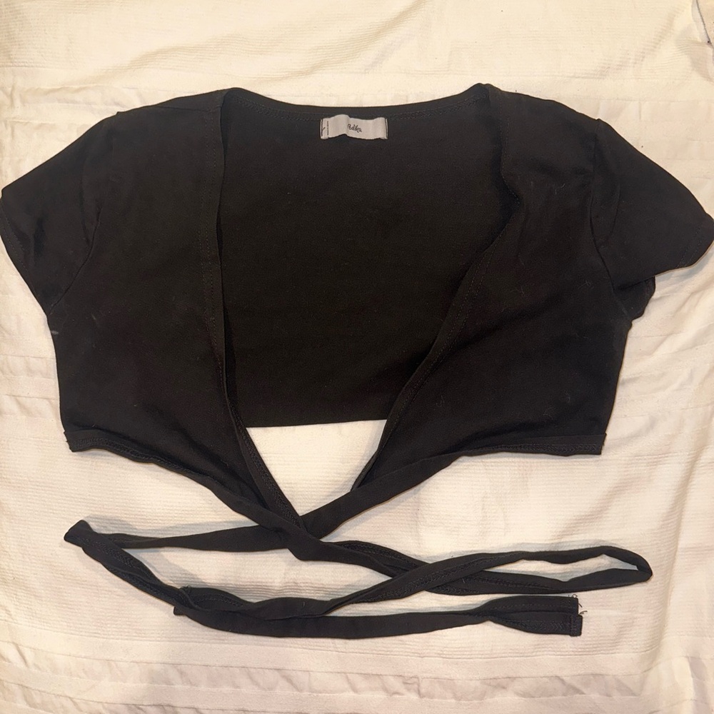 Black Adika wrap top. Super soft and flattering.